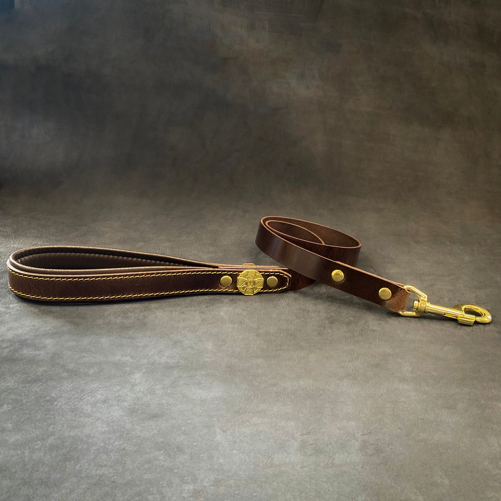Maximus Gold Leash 1 inch wide Bestia Dog Gear
