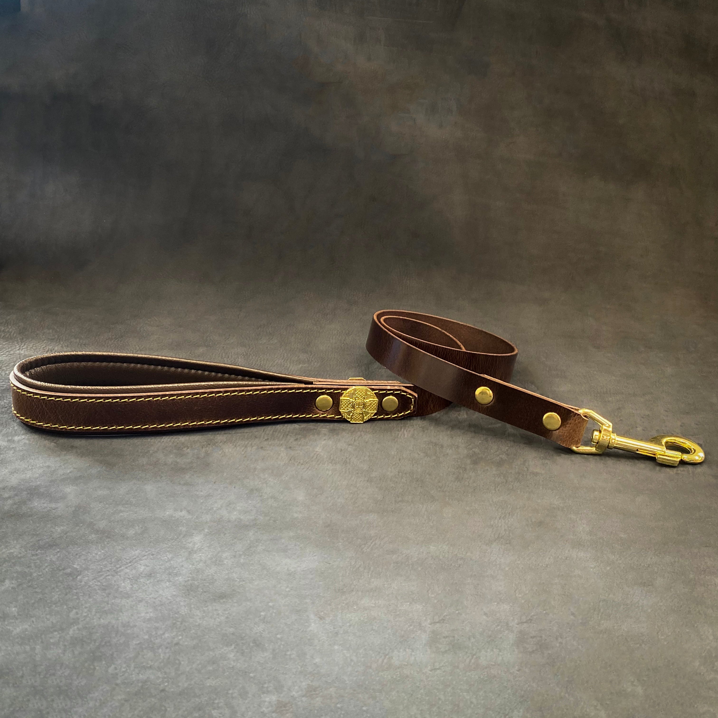 Maximus Gold Leash 1 inch wide Bestia Dog Gear