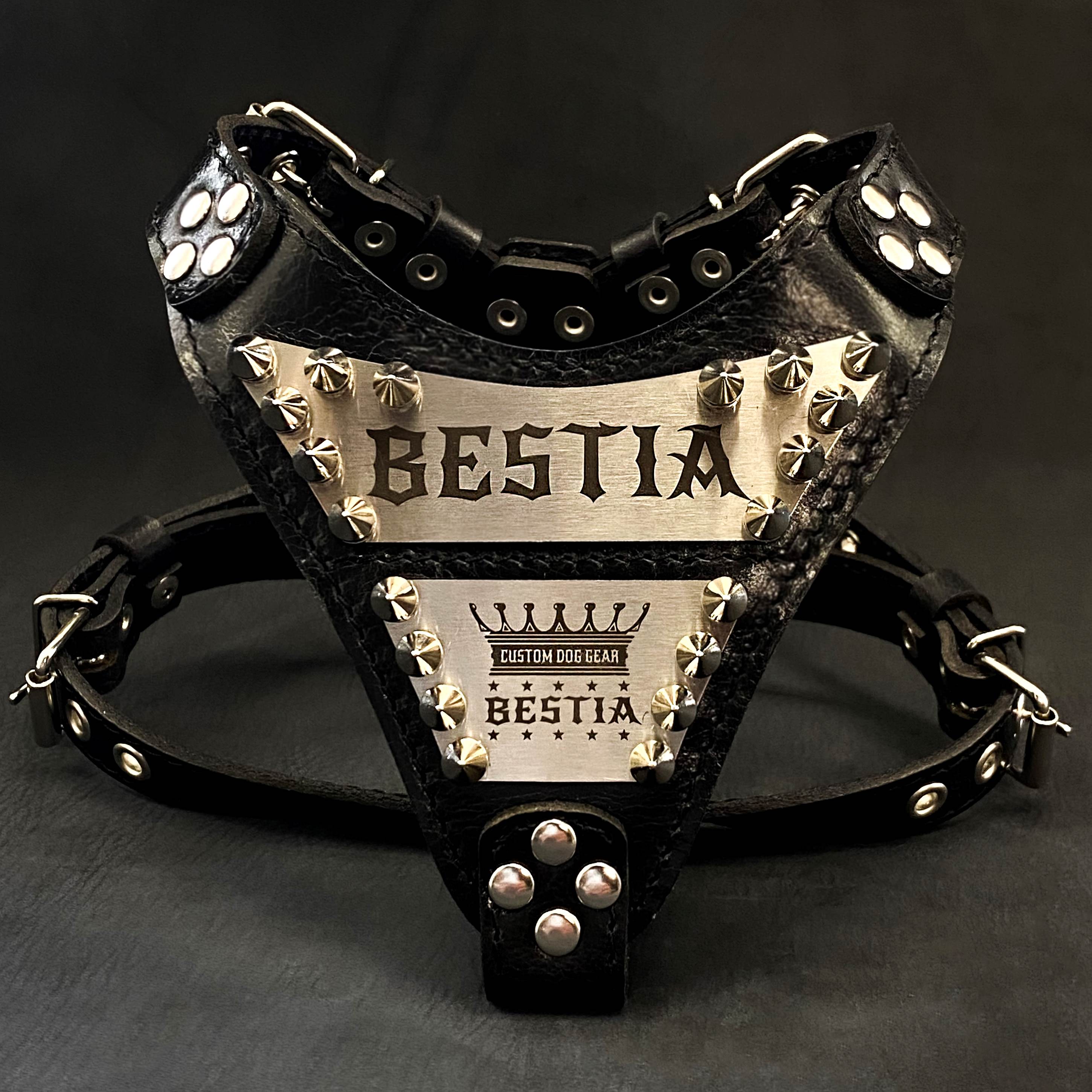 The "Metal" harness small to medium size - Personalized Bestia Dog Gear