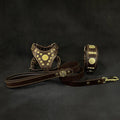 "Maximus Brown&Gold" Small dog SET - Harness - collar - lead - SJB-DIAMOND ELITES