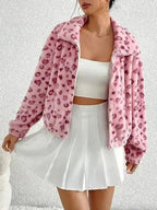 Valentine's Day Love Leopard Print Plush Jacket - SJB-DIAMOND ELITES