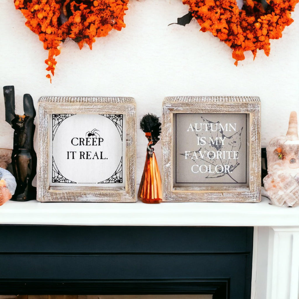 Reversible Double-Sided Fall And Halloween Sign, Autumn Color / Creep It Real BandsCo Straps