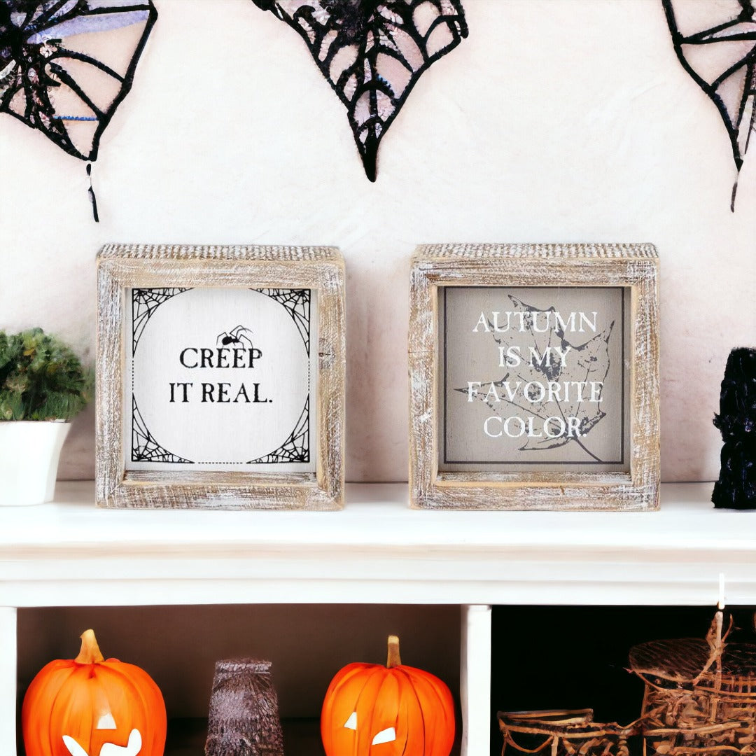 Reversible Double-Sided Fall And Halloween Sign, Autumn Color / Creep It Real BandsCo Straps