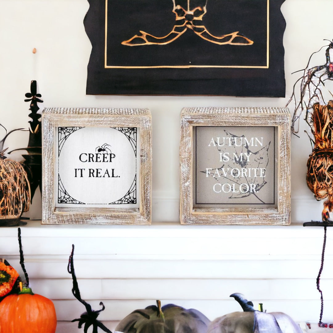 Reversible Double-Sided Fall And Halloween Sign, Autumn Color / Creep It Real BandsCo Straps