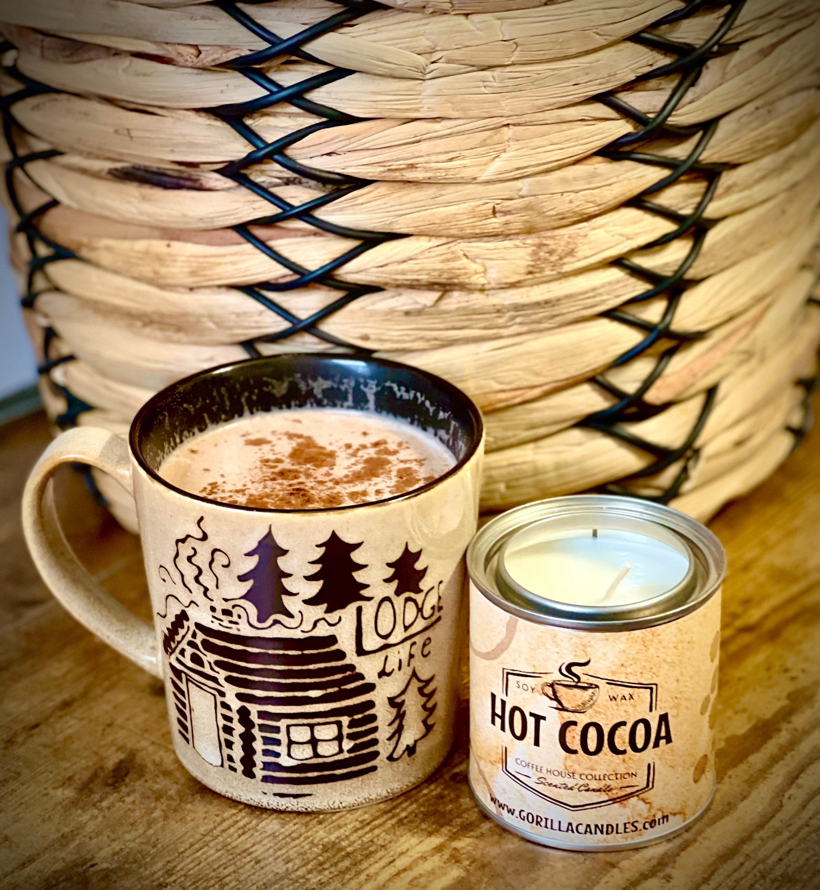Hot Cocoa Scented Soy Candle 8 Oz In Half Pint Paint Can With Lid Reusable Gift Candle BandsCo Straps