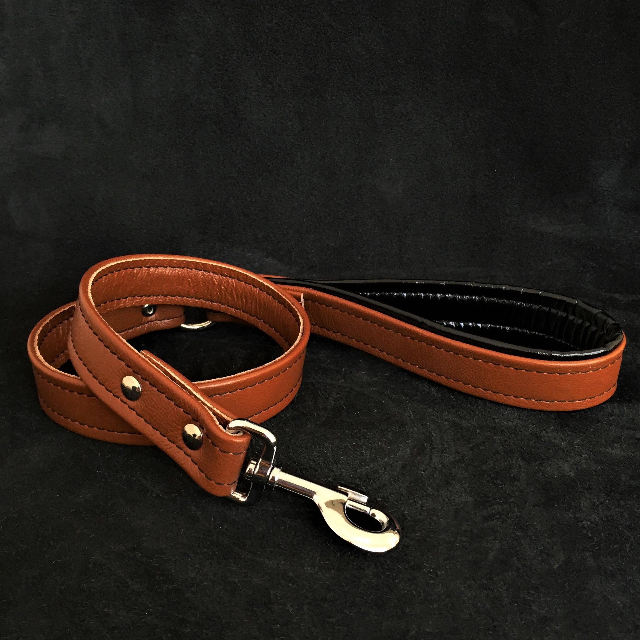 Brown soft leather dog leash - SJB-DIAMOND ELITES