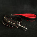 Black soft leather studded leash - SJB-DIAMOND ELITES
