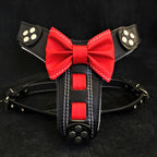 The "Bowtie" handmade leather harness black Small to Medium Size - SJB-DIAMOND ELITES