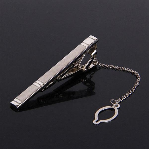 Impeccable Luxury Men's Metal Necktie Bar Formal Dress Shirt Classic Wear Neck Tie Clip With Chain Gold Color Clip Unique Shirt Business Tie Clip Wedding Ceremony Tie Clips Party Fashion Smooth Clasp Pin Father's Day Gifts Stevvex