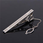 Impeccable Luxury Men's Metal Necktie Bar Formal Dress Shirt Classic Wear Neck Tie Clip With Chain Gold Color Clip Unique Shirt Business Tie Clip Wedding Ceremony Tie Clips Party Fashion Smooth Clasp Pin Father's Day Gifts Stevvex