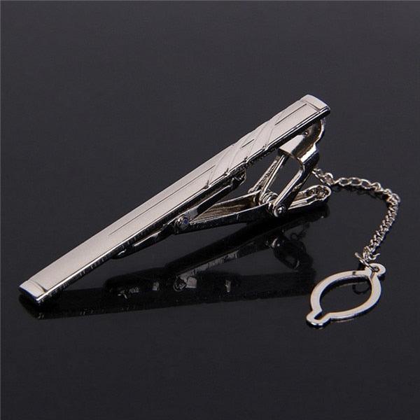 Impeccable Luxury Men's Metal Necktie Bar Formal Dress Shirt Classic Wear Neck Tie Clip With Chain Gold Color Clip Unique Shirt Business Tie Clip Wedding Ceremony Tie Clips Party Fashion Smooth Clasp Pin Father's Day Gifts Stevvex