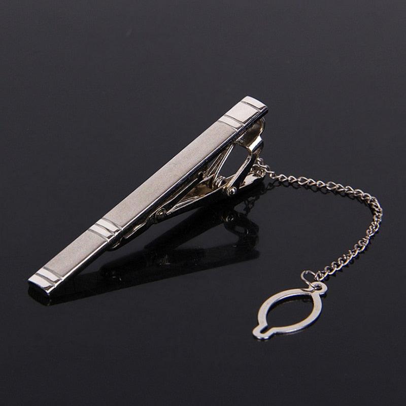 Impeccable Luxury Men's Metal Necktie Bar Formal Dress Shirt Classic Wear Neck Tie Clip With Chain Gold Color Clip Unique Shirt Business Tie Clip Wedding Ceremony Tie Clips Party Fashion Smooth Clasp Pin Father's Day Gifts Stevvex