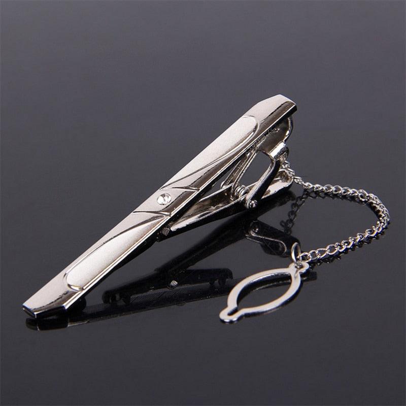 Impeccable Luxury Men's Metal Necktie Bar Formal Dress Shirt Classic Wear Neck Tie Clip With Chain Gold Color Clip Unique Shirt Business Tie Clip Wedding Ceremony Tie Clips Party Fashion Smooth Clasp Pin Father's Day Gifts Stevvex