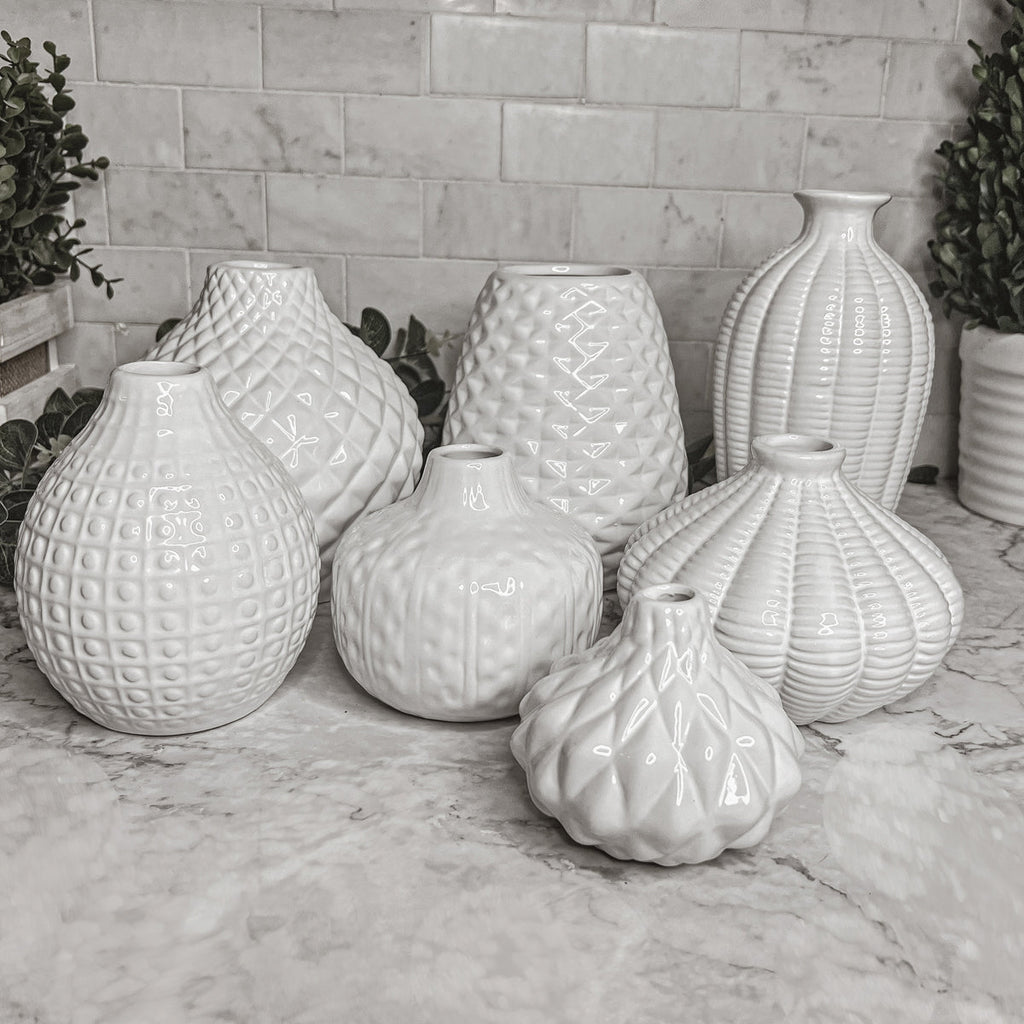 Imperfect Whitney Vases Slightly Damaged Discounted Ceramic Tabletop Vases BandsCo Straps