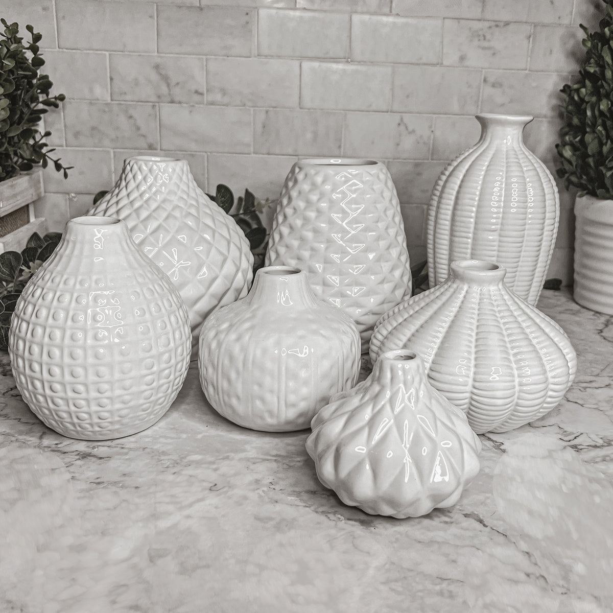 Imperfect Whitney Vases Slightly Damaged Discounted Ceramic Tabletop Vases BandsCo Straps