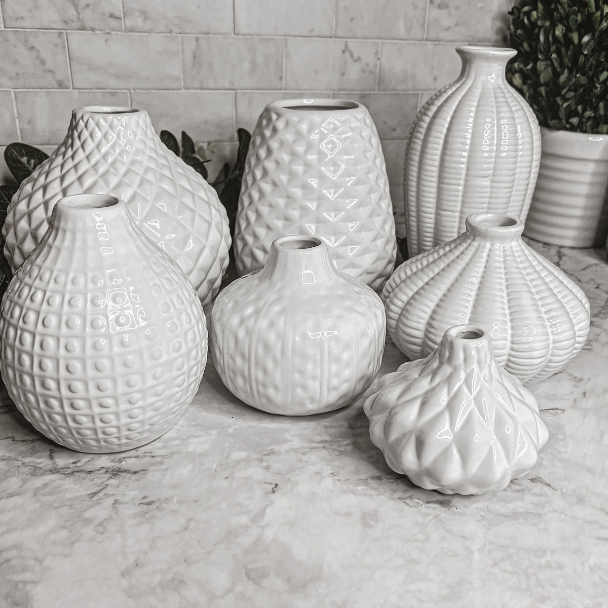 Imperfect Whitney Vases Slightly Damaged Discounted Ceramic Tabletop Vases BandsCo Straps