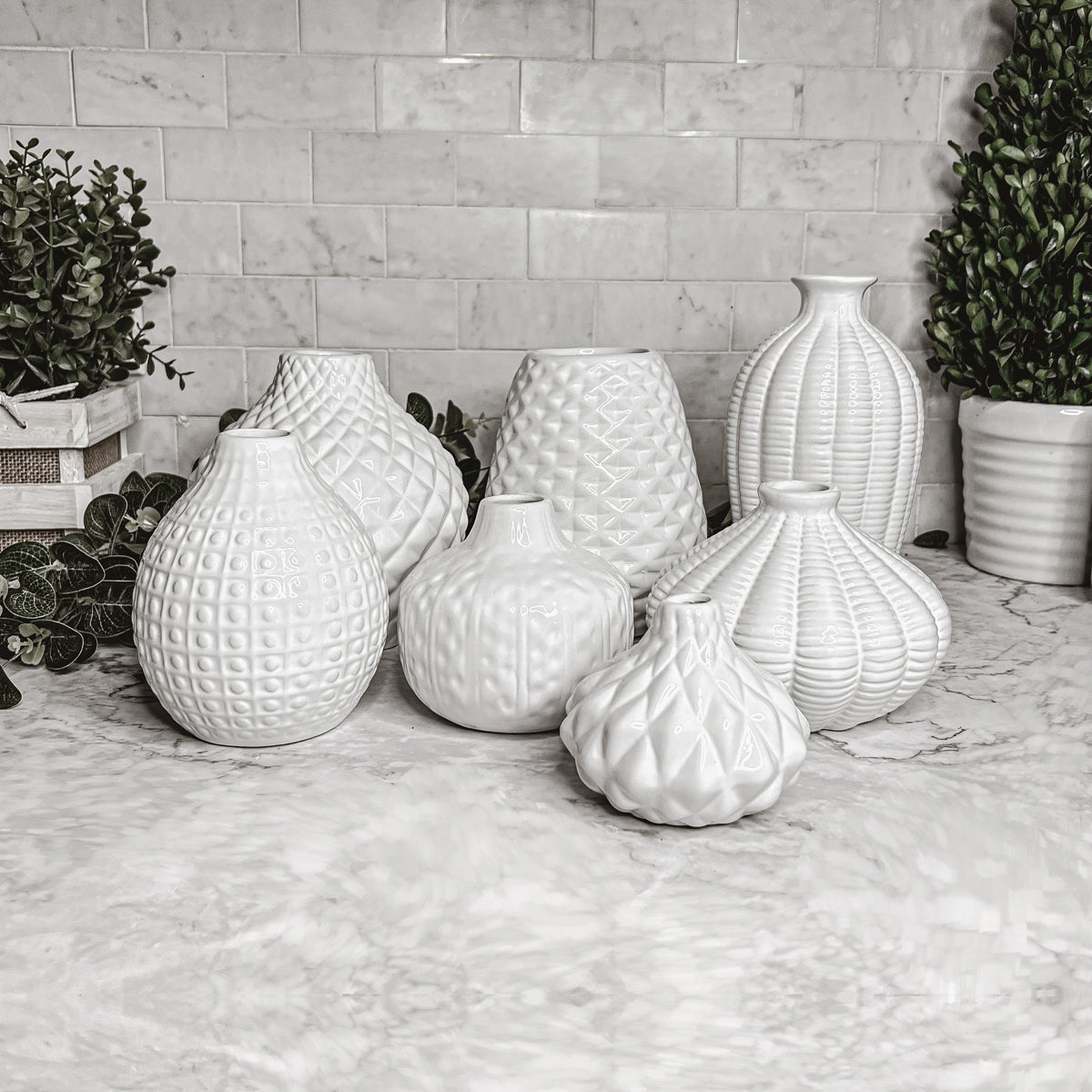 Imperfect Whitney Vases Slightly Damaged Discounted Ceramic Tabletop Vases BandsCo Straps