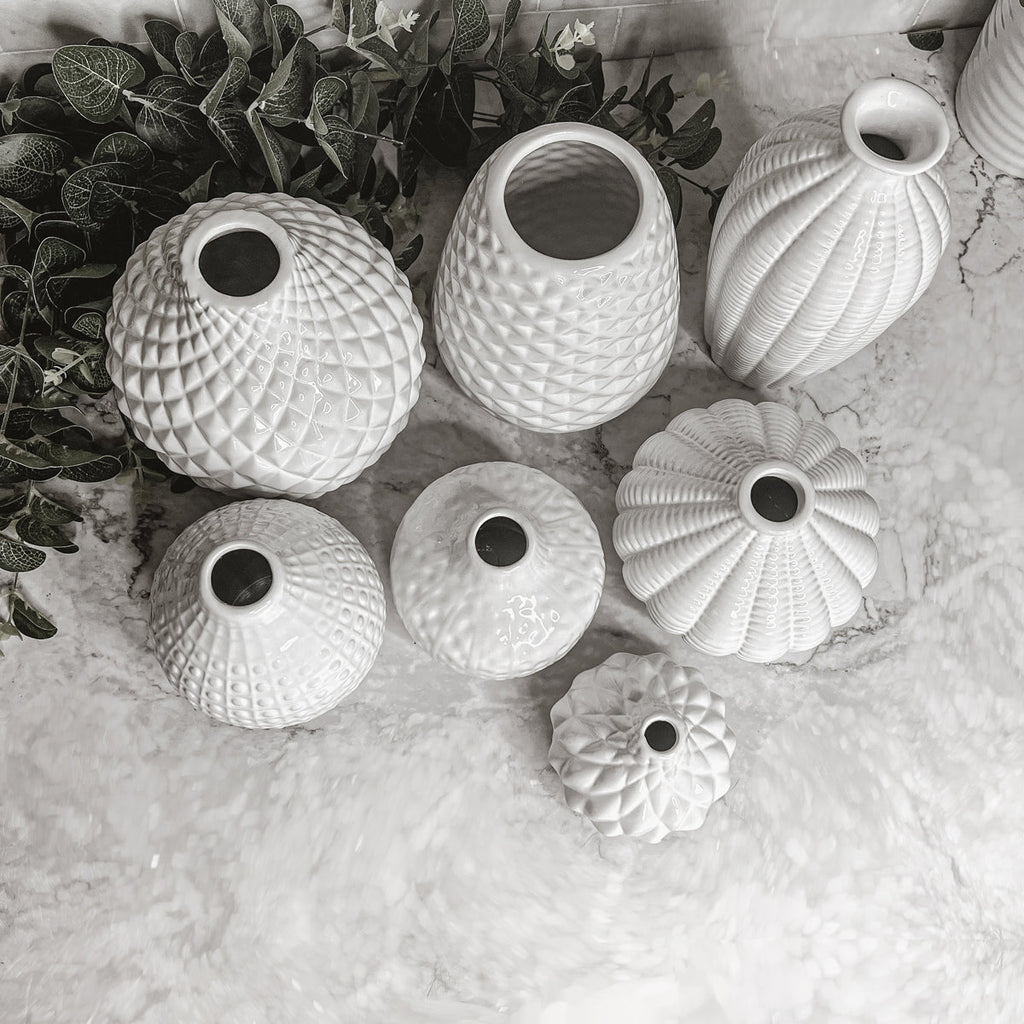 Imperfect Whitney Vases Slightly Damaged Discounted Ceramic Tabletop Vases BandsCo Straps