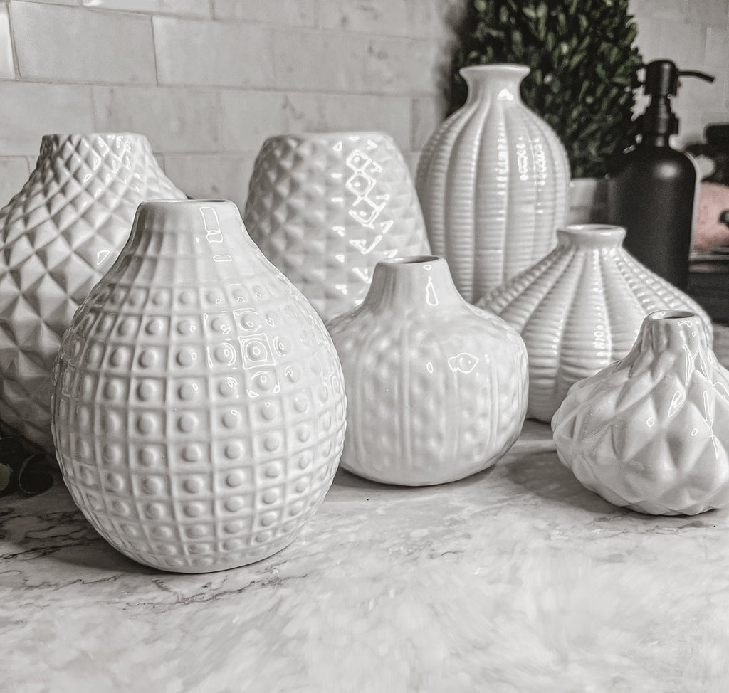 Imperfect Whitney Vases Slightly Damaged Discounted Ceramic Tabletop Vases BandsCo Straps