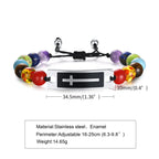 Curved Cross Beaded Bracelet with Black Agate & Tiger Eye Pi-Mart