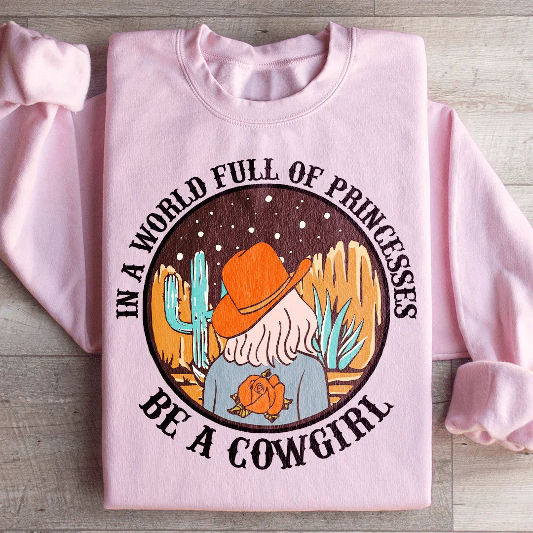 In A World Full Of Princesses Be A Cowgirl Sweatshirt Peachy Sunday