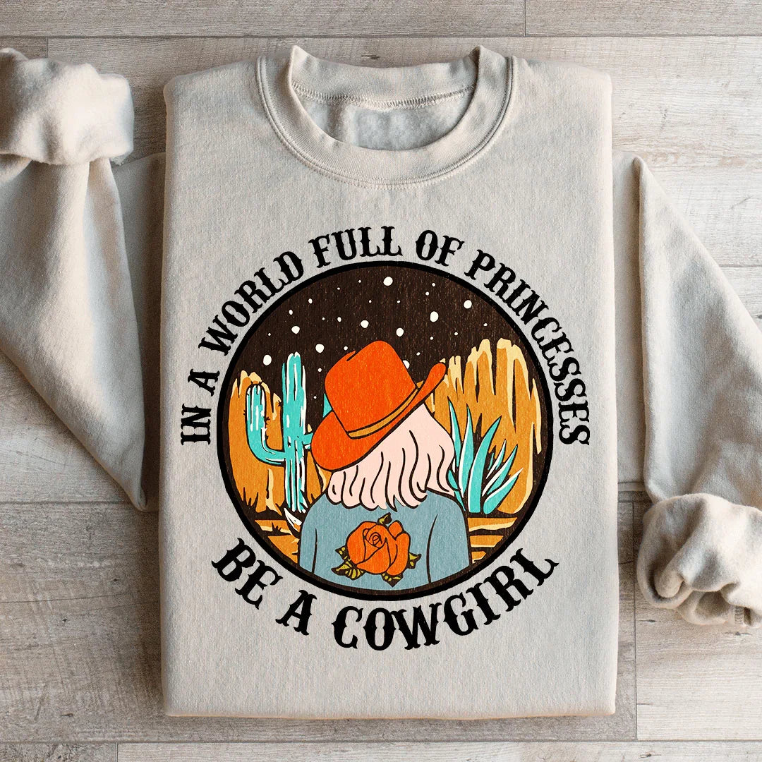 In A World Full Of Princesses Be A Cowgirl Sweatshirt Peachy Sunday