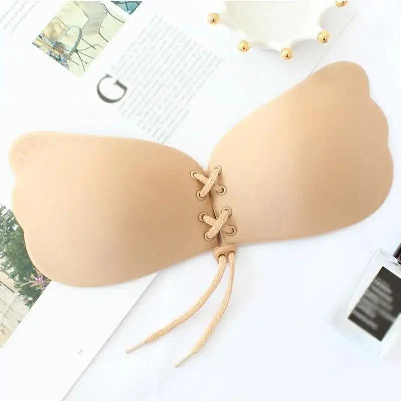Incredible Strapless Invisible Bra Seamless Push Up Silicone Bras For Women Skin Black Lingerie Drawstring Bralette Stevvex