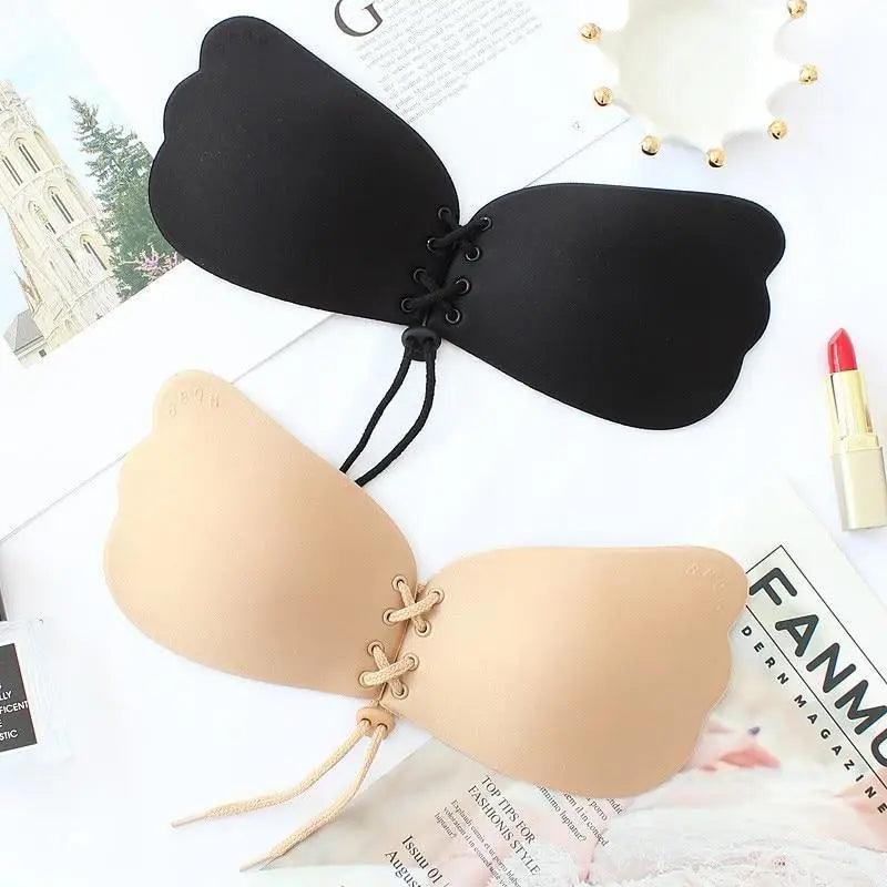 Incredible Strapless Invisible Bra Seamless Push Up Silicone Bras For Women Skin Black Lingerie Drawstring Bralette Stevvex