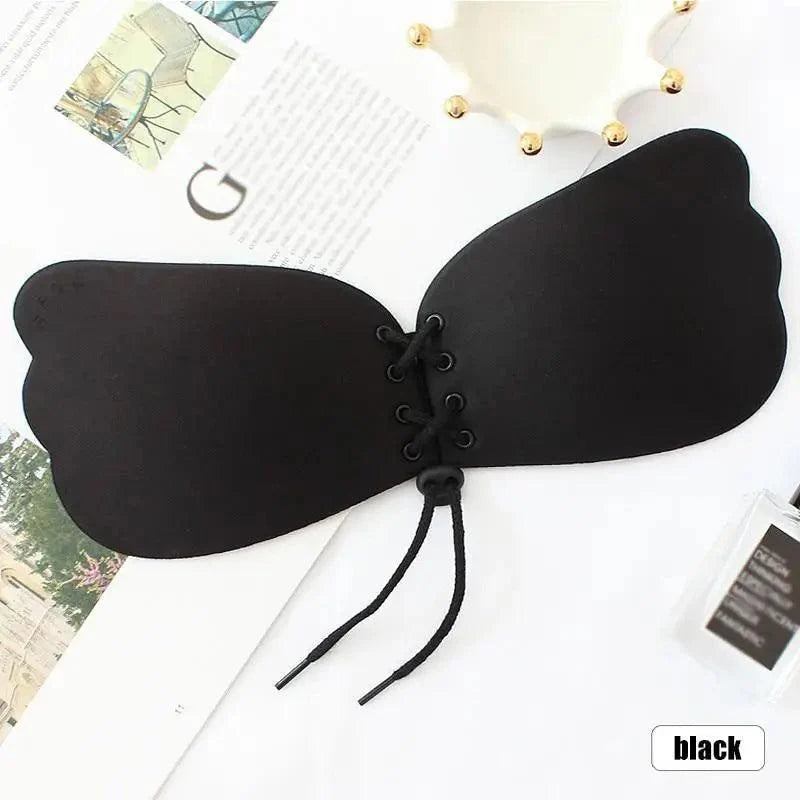 Incredible Strapless Invisible Bra Seamless Push Up Silicone Bras For Women Skin Black Lingerie Drawstring Bralette Stevvex