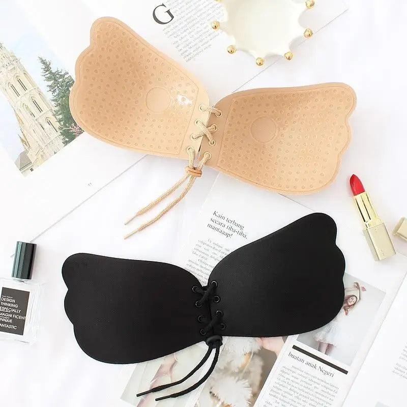 Incredible Strapless Invisible Bra Seamless Push Up Silicone Bras For Women Skin Black Lingerie Drawstring Bralette Stevvex