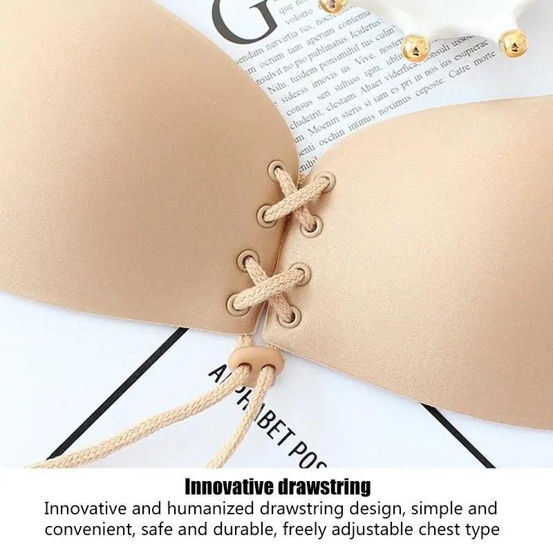 Incredible Strapless Invisible Bra Seamless Push Up Silicone Bras For Women Skin Black Lingerie Drawstring Bralette Stevvex