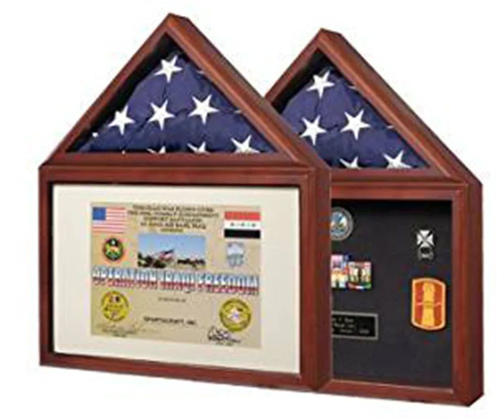 Capitol Flag Case with Certificate/Shadow Box with Cherry Finish The Military Gift Store