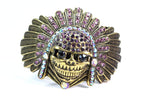 Indian Chief Skull Bangle Vintage Gold Crystal Headdress