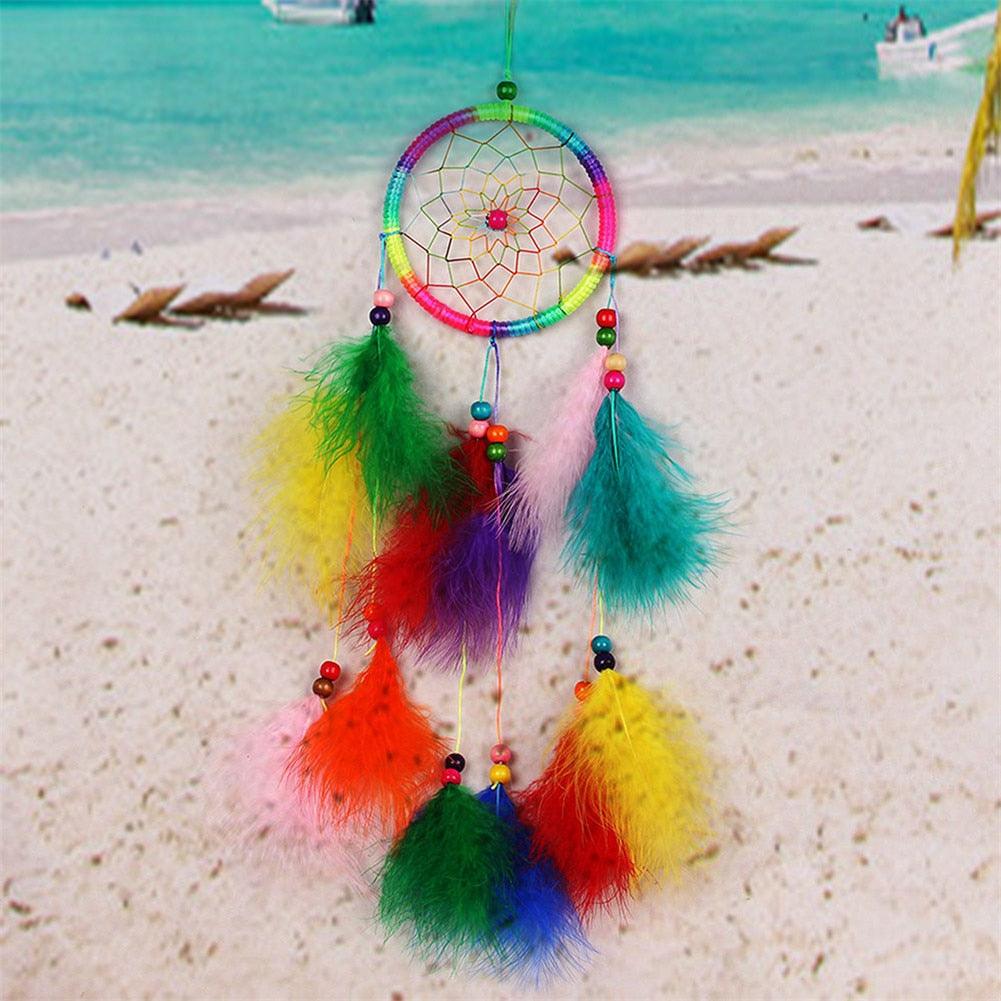 Indian Style Dreamcatcher Handmade Wind Chimes Hanging Pendant Dream Catcher For Bedroom Home Wall Art Hangings Decorations Feather Flowers Dream Catchers For Girls Kids Nursery Bedroom Wall Decor Festival Gift Stevvex