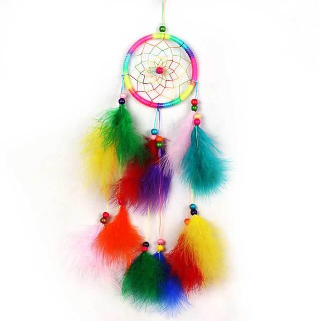 Indian Style Dreamcatcher Handmade Wind Chimes Hanging Pendant Dream Catcher For Bedroom Home Wall Art Hangings Decorations Feather Flowers Dream Catchers For Girls Kids Nursery Bedroom Wall Decor Festival Gift Stevvex