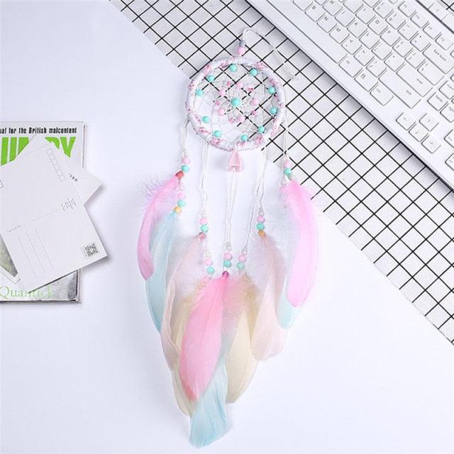 Indian Style Dreamcatcher Handmade Wind Chimes Hanging Pendant Dream Catcher For Bedroom Home Wall Art Hangings Decorations Feather Flowers Dream Catchers For Girls Kids Nursery Bedroom Wall Decor Festival Gift Stevvex