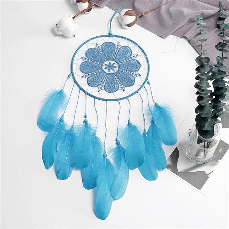 Indian Style Dreamcatcher Handmade Wind Chimes Hanging Pendant Dream Catcher For Bedroom Home Wall Art Hangings Decorations Feather Flowers Dream Catchers For Girls Kids Nursery Bedroom Wall Decor Festival Gift Stevvex
