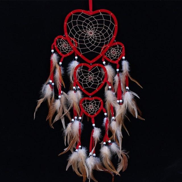 Indian Wolf Dream Catcher With Brown Feathers Dream-catcher Bead Beautiful Home Hanging Decoration Fashion Handmade Ornament Gift Wall Decor For Bedroom Festival Celebration Boho Moon Dream Catcher Stevvex