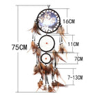 Indian Wolf Dream Catcher With Brown Feathers Dream-catcher Bead Beautiful Home Hanging Decoration Fashion Handmade Ornament Gift Wall Decor For Bedroom Festival Celebration Boho Moon Dream Catcher Stevvex