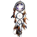 Indian Wolf Dream Catcher With Brown Feathers Dream-catcher Bead Beautiful Home Hanging Decoration Fashion Handmade Ornament Gift Wall Decor For Bedroom Festival Celebration Boho Moon Dream Catcher Stevvex