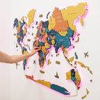 3D LED / LUMINOUS Wooden World Map 3.0 Indie - SJB-DIAMOND ELITES