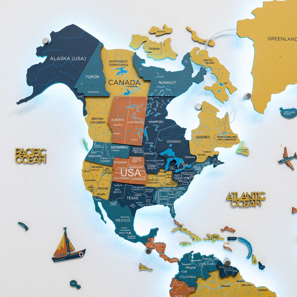 3D LED / LUMINOUS Wooden World Map 3.0 Indie - SJB-DIAMOND ELITES