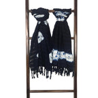 Indigo Stripe Cotton Scarf Oversized Lightweight Hand-Dyed Travel Wrap BandsCo Straps