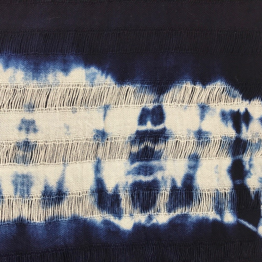Indigo Stripe Cotton Scarf Oversized Lightweight Hand-Dyed Travel Wrap BandsCo Straps