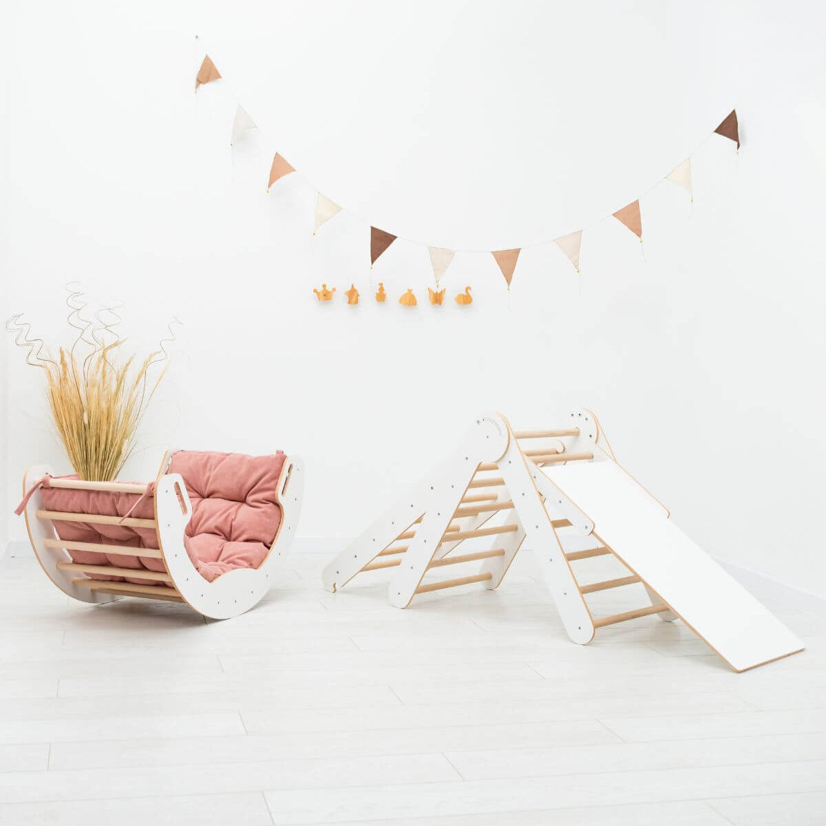 4 in 1 Indoor Climbing Set: Pikler Triangle + Slide + Ladder + Arch - SJB-DIAMOND ELITES