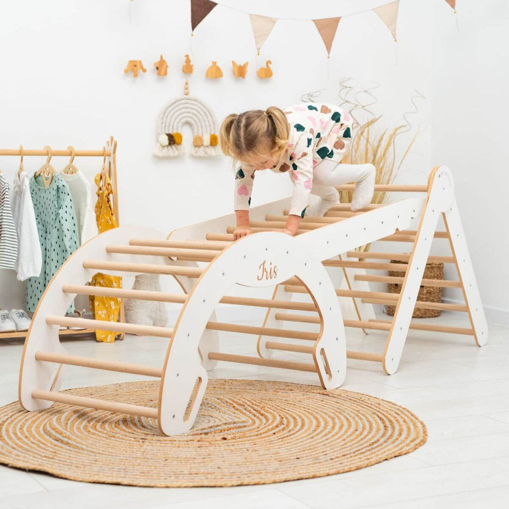 4 in 1 Indoor Climbing Set: Pikler Triangle + Slide + Ladder + Arch - SJB-DIAMOND ELITES
