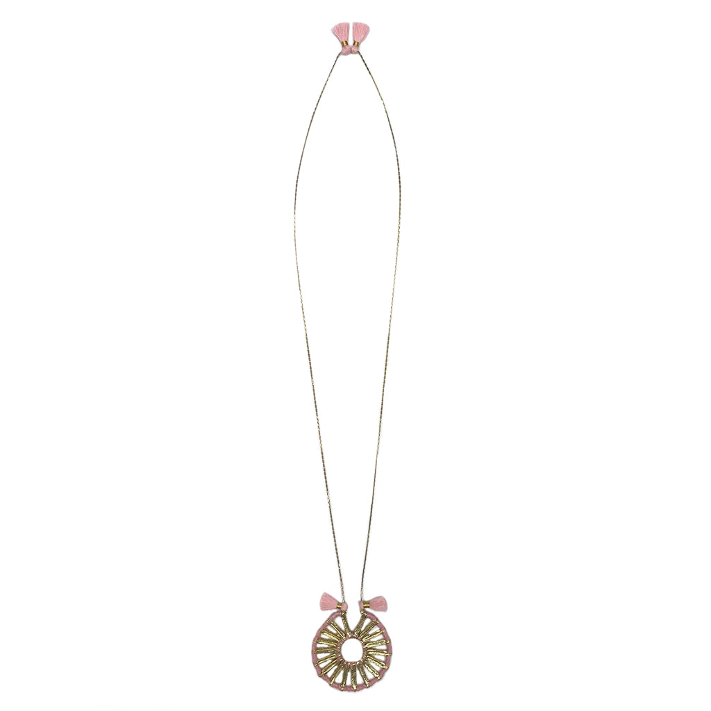 Indu Pendant Necklace 4 Adjustable Cotton Tassels Boho Zinc Alloy 18 Inch BandsCo Straps