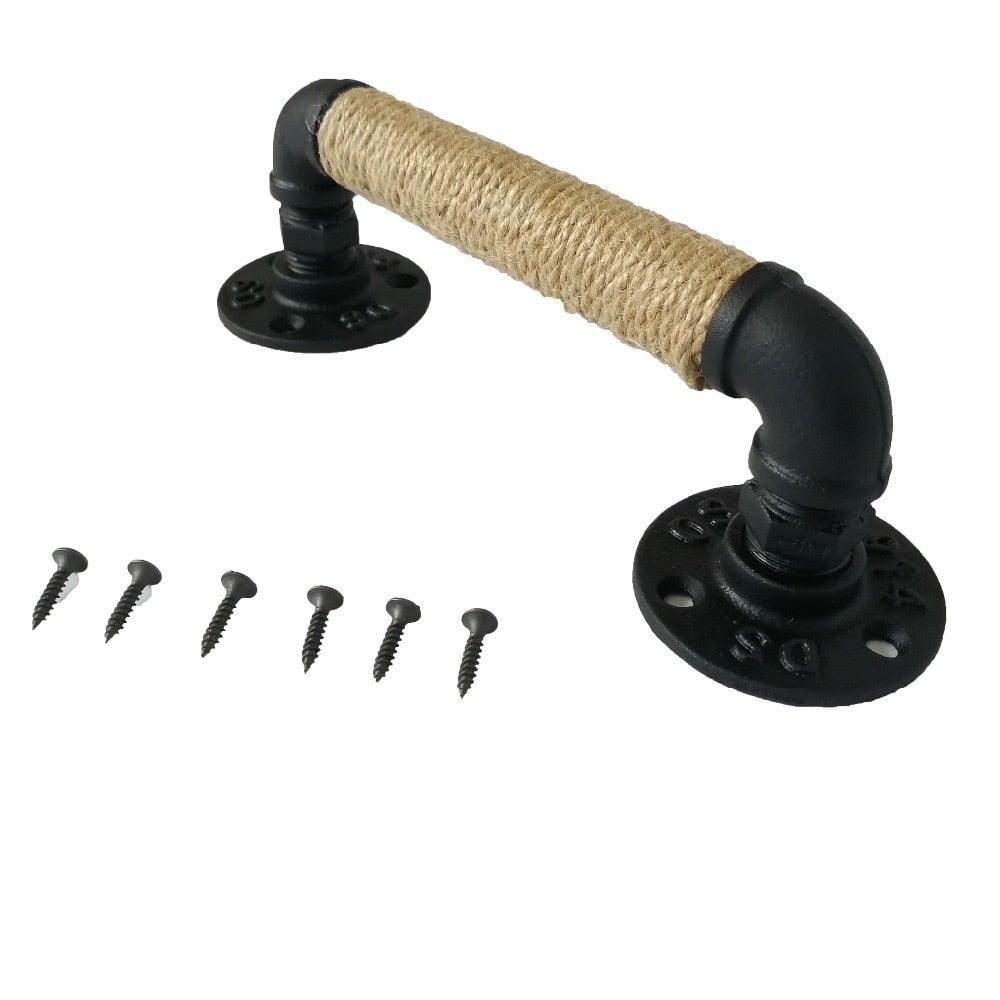 Industrial Style Furniture Handle Barn Sliding Wooden Door Handles Black Antique Vintage European Wrought Iron Rope Handle Drawer Pull Knob Antique Black Knobs Handles Hardware Stevvex