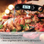 Instant Read Meat Thermometer Upgraded Instant Read Meat Thermometer 2-in-1 Ultra Fast Digital Meat Thermometer for Cooking Oven Safe Food Thermometer Waterproof Ultra Fast Digital Food Water Milk Thermometer for Outdoor Cooking BBQ and Kitchen Stevvex
