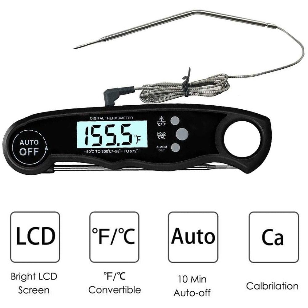 Instant Read Meat Thermometer Upgraded Instant Read Meat Thermometer 2-in-1 Ultra Fast Digital Meat Thermometer for Cooking Oven Safe Food Thermometer Waterproof Ultra Fast Digital Food Water Milk Thermometer for Outdoor Cooking BBQ and Kitchen Stevvex